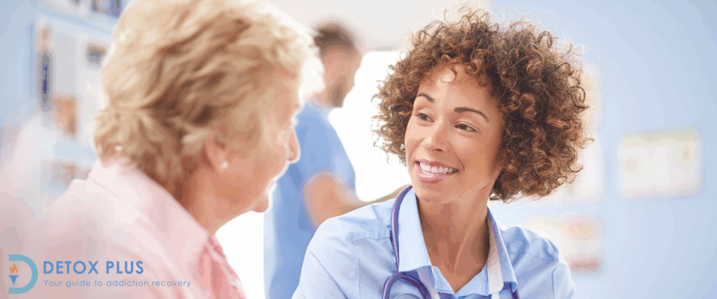 female doctor talking to a patient about naltrexone