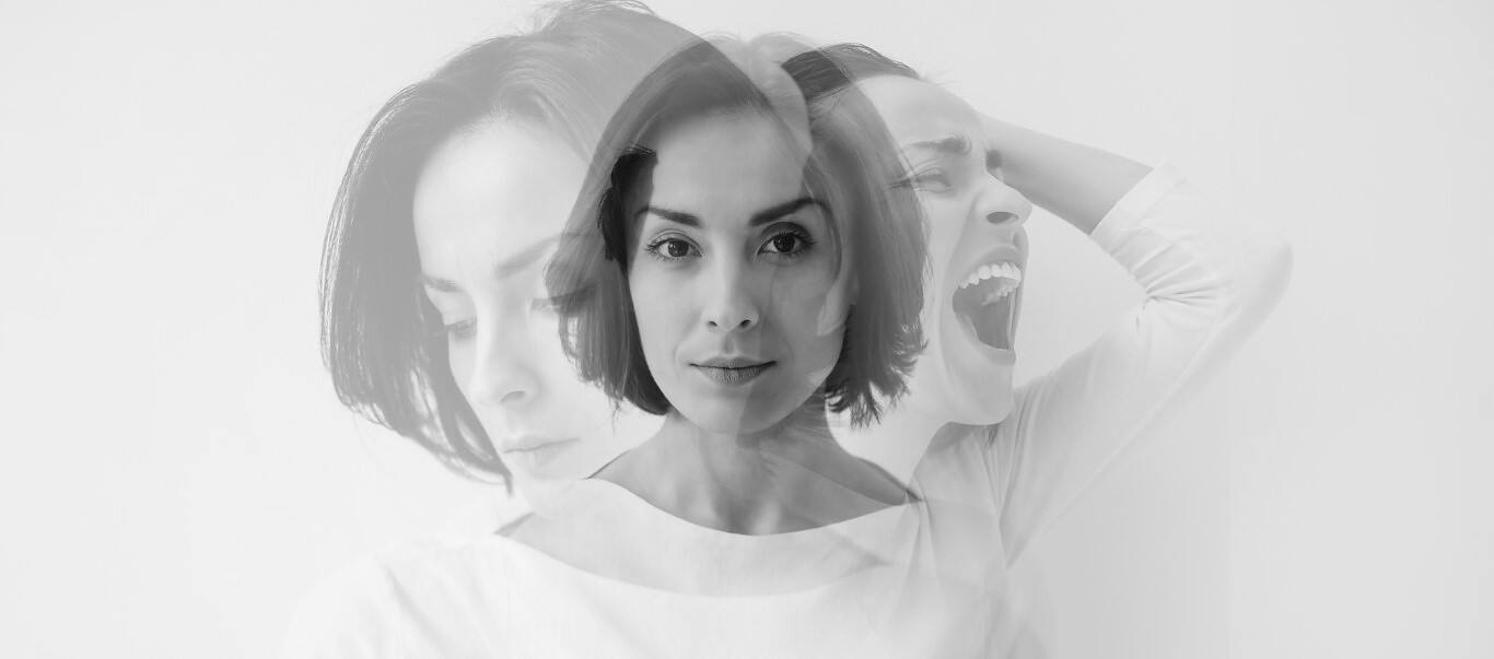 Is Cocaine Addictive - Triple image of a woman showing different emotional states - calm, neutral, and distressed - representing the mood swings and psychological impacts of cocaine use